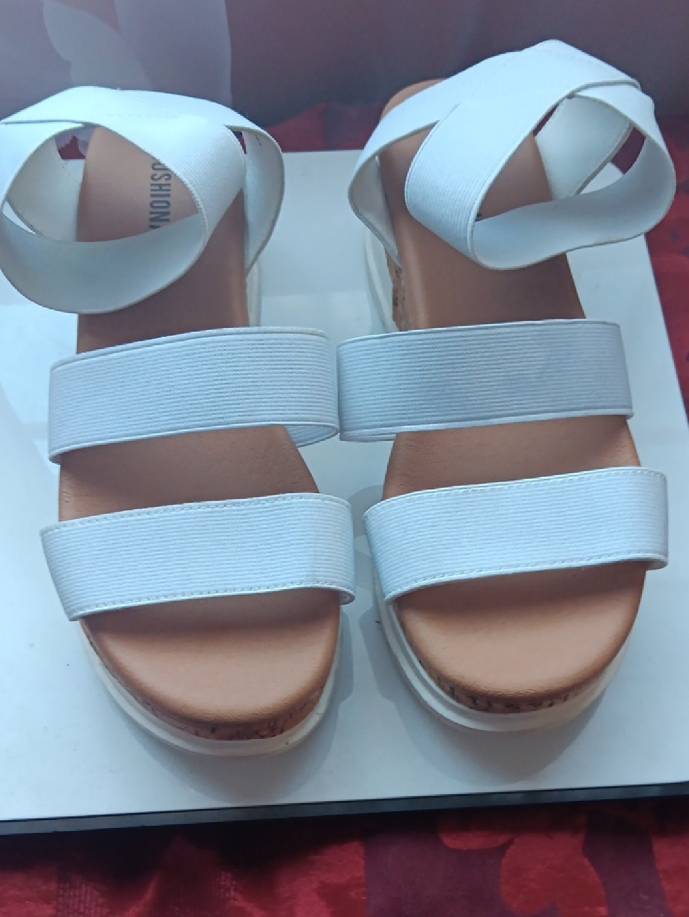 Fashion Nova White Strappy Platform Sandals